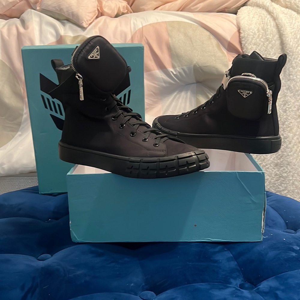 NEVER BEFORE WORN Prada Wheel Cassetta High-Top Sneakers!!!!
